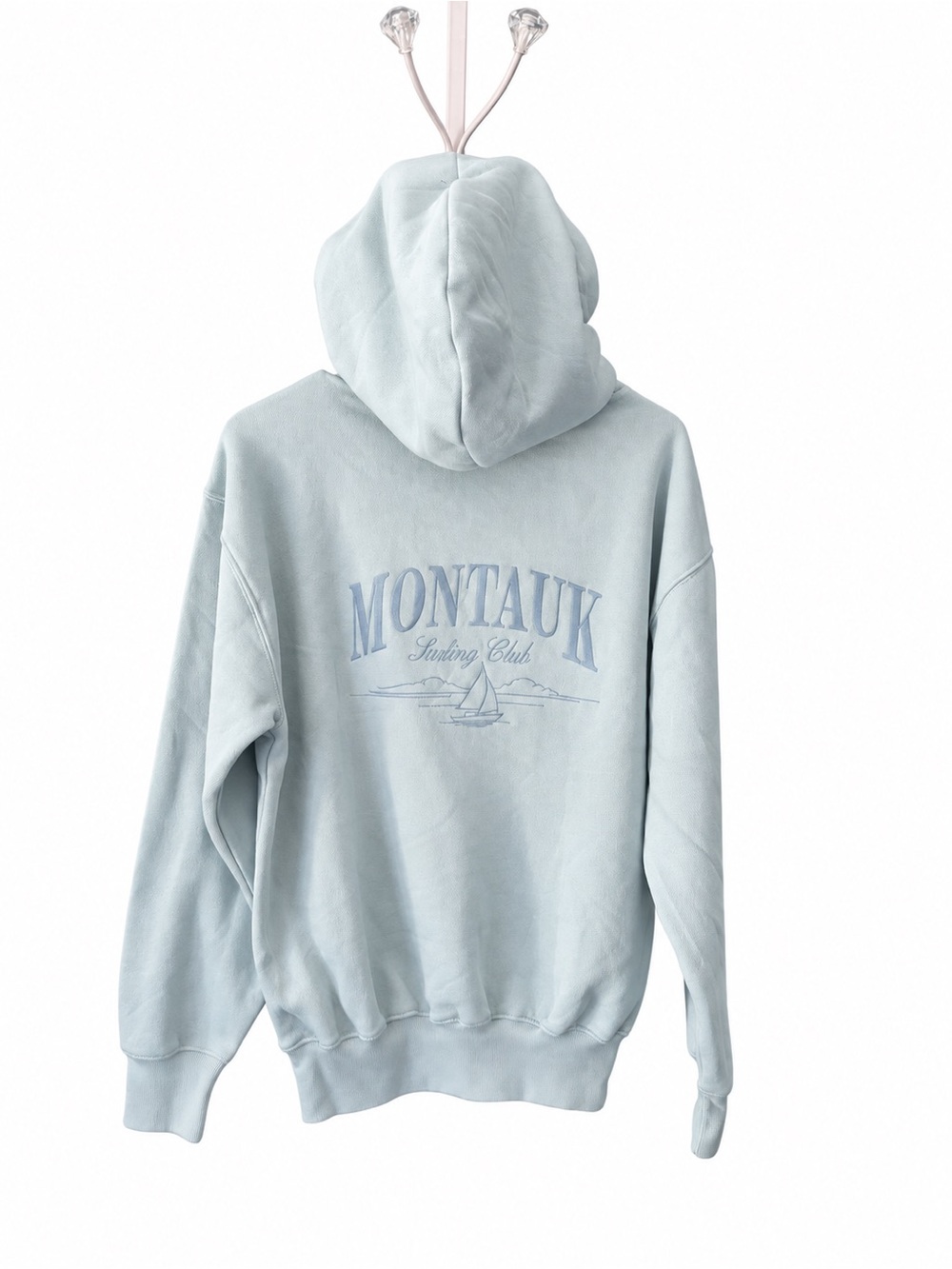 Wild Fable Montauk Surfing Club Hoodie Gray Aqua XXS NWT